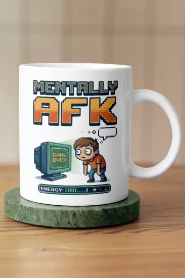 Mentally AFK Retro Gamer Piksel Art Tasarım Kupa