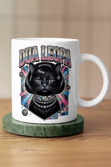 Dua Lipa - Dua Leopa Kedi Pop Tasarım Kupa