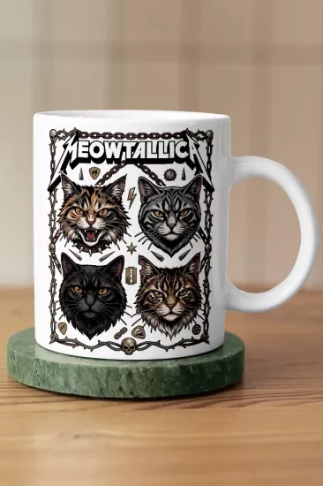 Metallica - Meowtallica Kedi Metal Tasarım Kupa - Versiyon 2