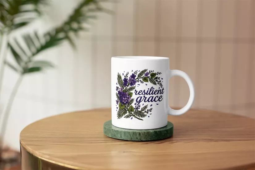 Resilient Grace Botanik İllüstrasyonlu Tasarım Kupa