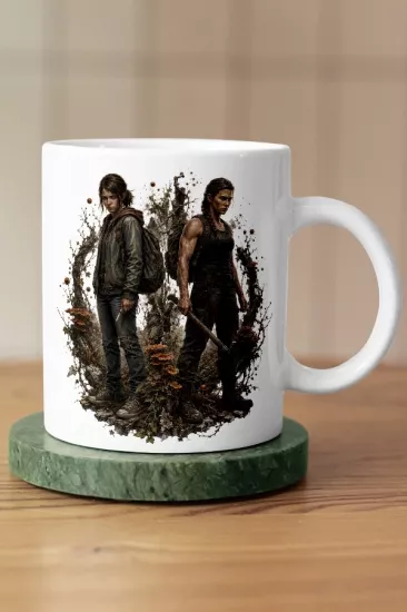 Sarmaşık Çerçeveli Ellie ve Abby The Last of Us Fan Art Kupa