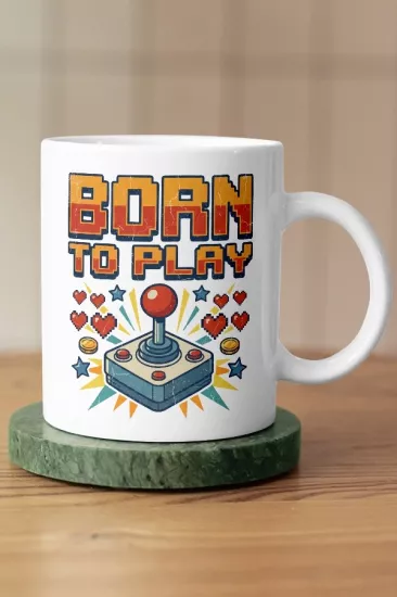 Born To Play Joystick Piksel Art Tasarım Kupa