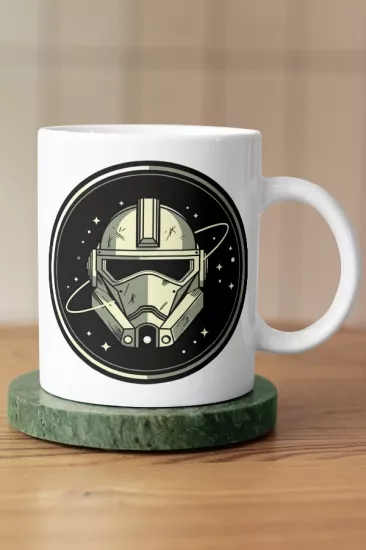 Star Wars Esintili Trooper Kask Tasarımlı Seramik Kupa Bardak - Gamer Ofis Hediyesi