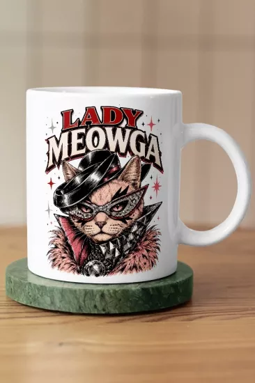 Lady Gaga - Lady Meowga Kedi Pop Tasarım Kupa - Versiyon 1