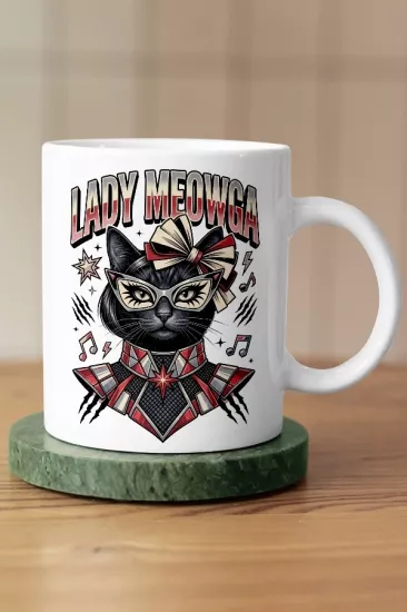 Lady Gaga - Lady Meowga Kedi Pop Tasarım Kupa - Versiyon 2
