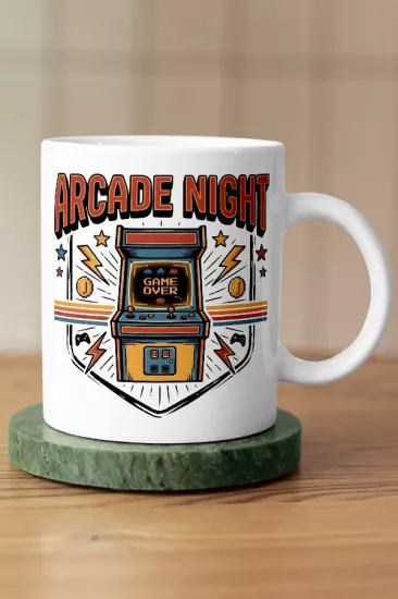 Arcade Night Piksel Art Tasarım Kupa