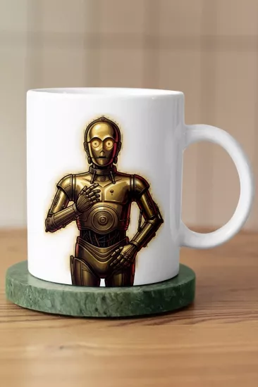 Star Wars C-3PO Altın Protokol Droidi Fan Art Kupa