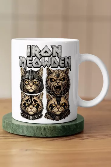 Iron Maiden - Iron Meowden Kedi Metal Tasarım Kupa - Versiyon 1
