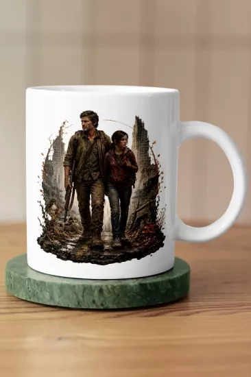 Joel ve Ellie Harabe Şehir Tasarımlı The Last of Us Fan Art Kupa
