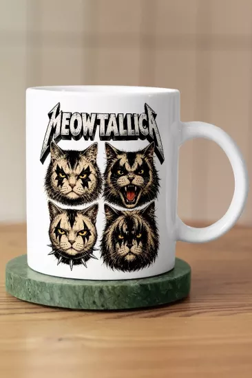Metallica - Meowtallica Kedi Metal Tasarım Kupa - Versiyon 1