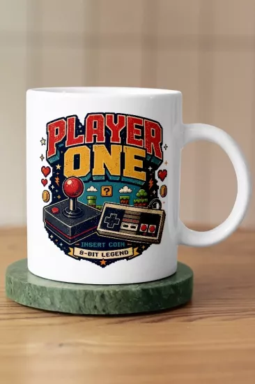 Player One Piksel Art Tasarım Kupa