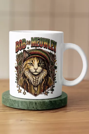 Bob Marley - Bob Meowly Kedi Reggae Tasarım Kupa - Versiyon 2