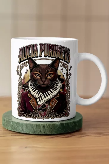 Alicia Keys - Alicia Purrkeys Kedi R&B Tasarım Kupa