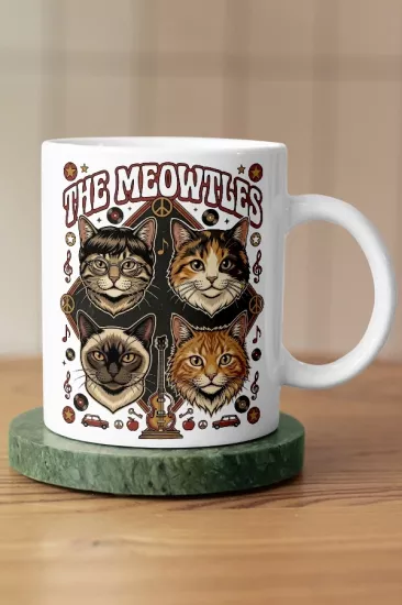 The Beatles - The Meowtles Kedi Rock Tasarım Kupa - Versiyon 2