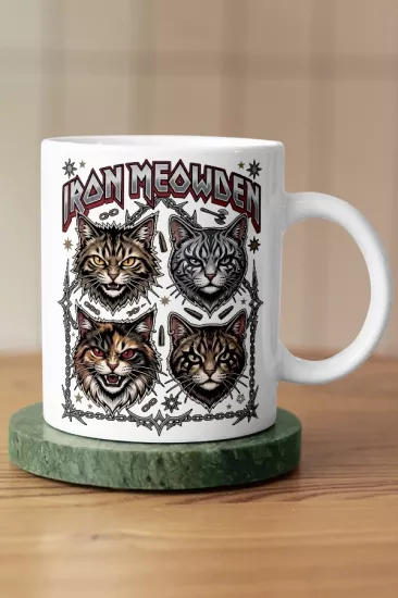 Iron Maiden - Iron Meowden Kedi Metal Tasarım Kupa - Versiyon 2