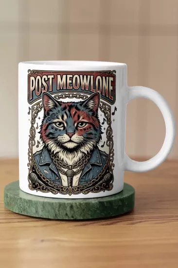 Post Malone - Post Meowlone Kedi Rap Tasarım Kupa
