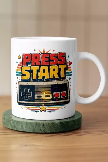 Press Start Piksel Art Tasarım Kupa