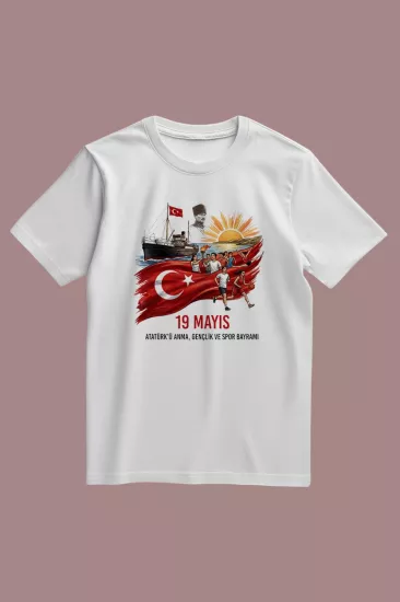 19 Mayıs Doğan Güneş & Sporcu Figürlü Tişört