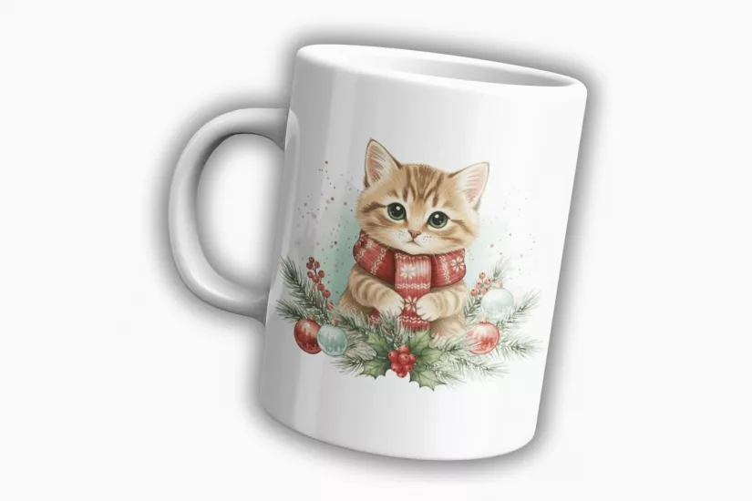 Yılbaşı Kedi Temalı Kupa