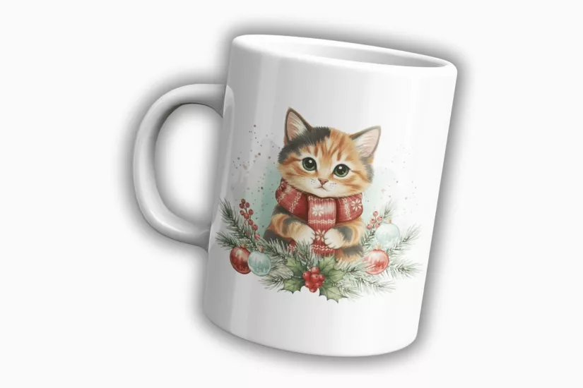 Yılbaşı Kedi Temalı Kupa