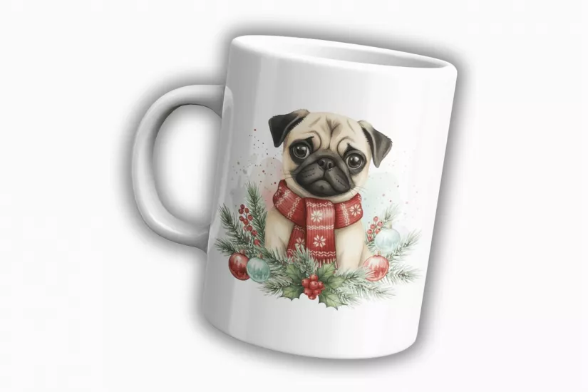 Yılbaşı Pug Temalı Kupa