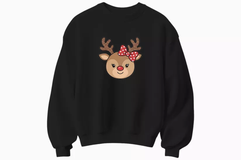 Yılbaşı Geyik Temalı Sweatshirt (Kadın)