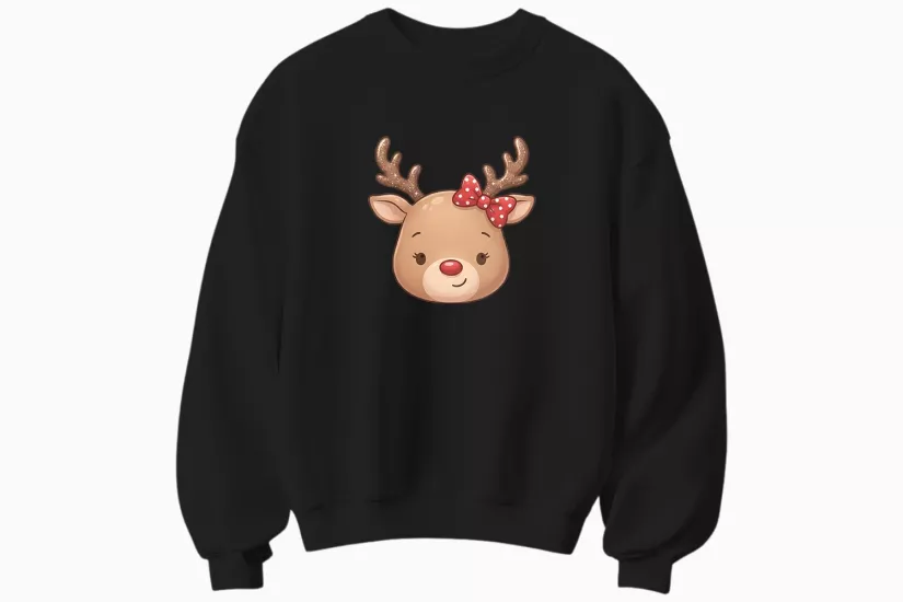 Yılbaşı Geyik Temalı Sweatshirt (Kadın)