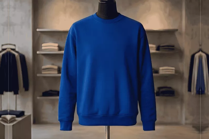 Bisiklet Yaka Klasik Sweatshirt - Saks Mavisi
