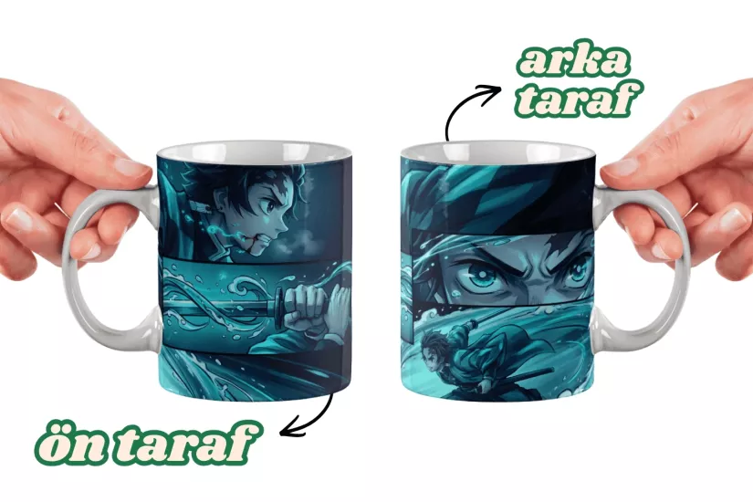 Demon Slayer Tanjiro Aksiyon Sahnesi Baskılı Kupa