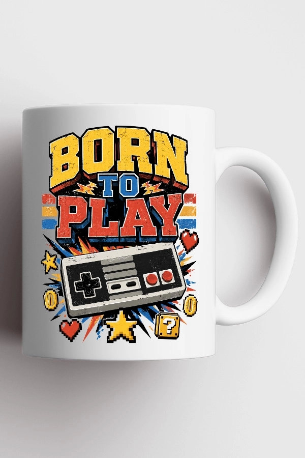 Born To Play Gamepad Piksel Art Tasarım Kupa