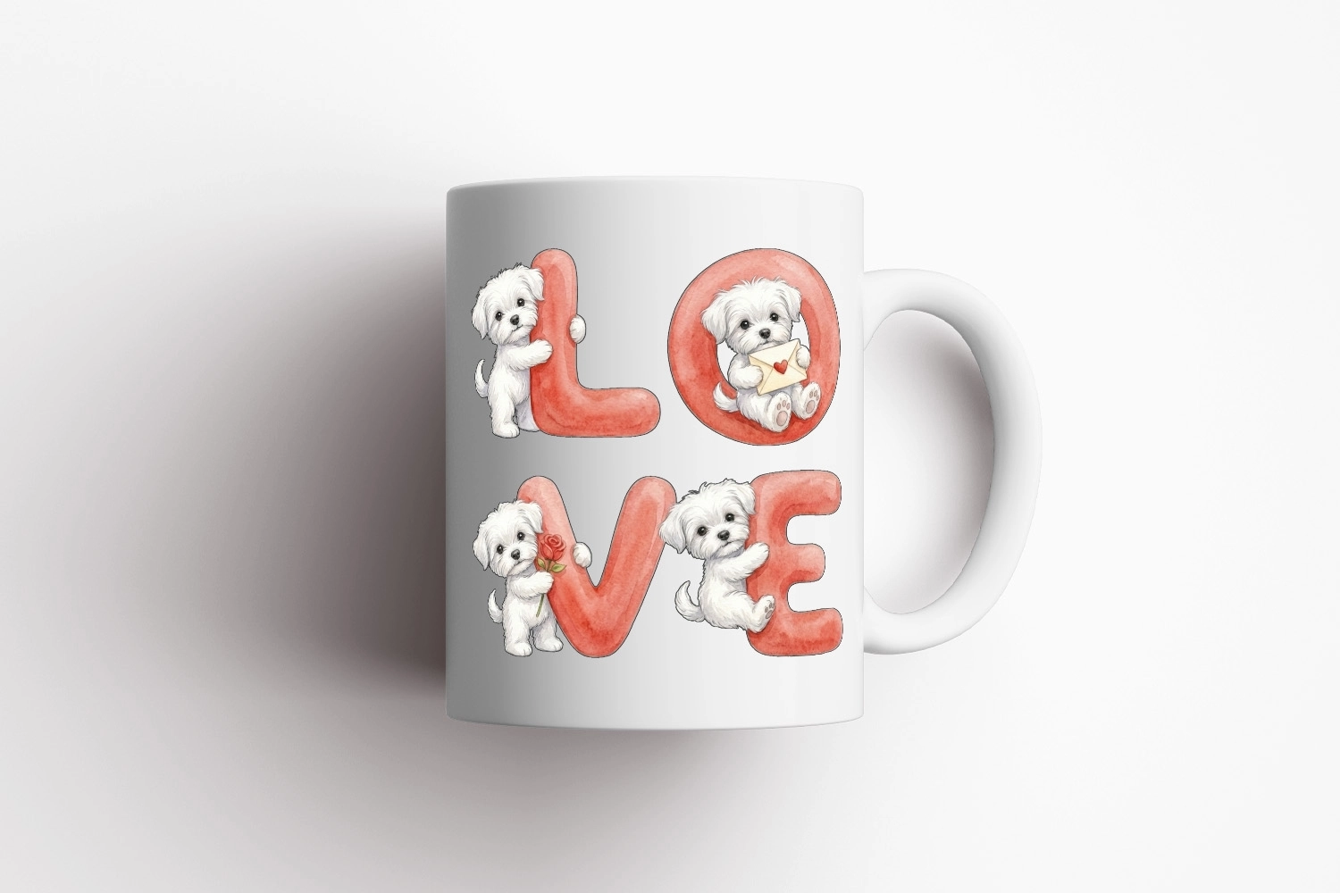 Maltese Terrier – LOVE Yazılı Sevgililer Günü Özel Tasarım Kupa