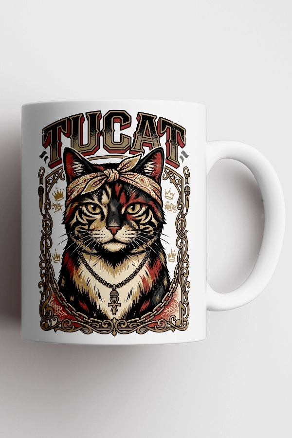 Tupac - Tucat Kedi Rap Tasarım Kupa