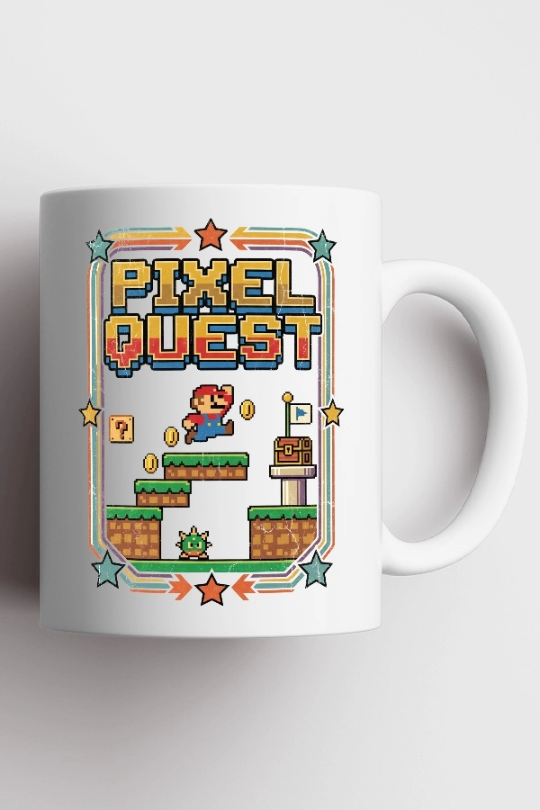 Pixel Quest Super Mario Fan Art Tasarım Kupa