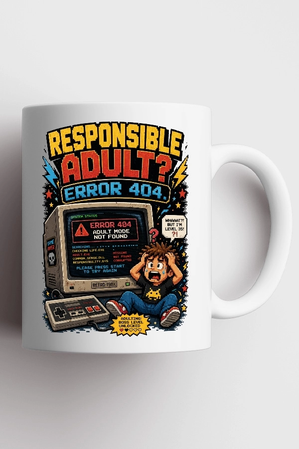 Responsible Adult Error 404 Piksel Art Tasarım Kupa
