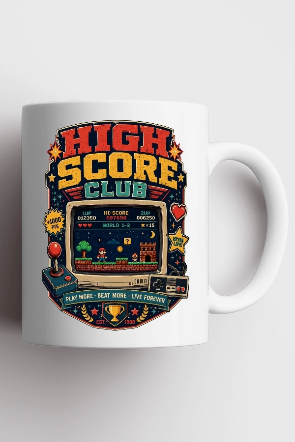 High Score Club Piksel Art Tasarım Kupa