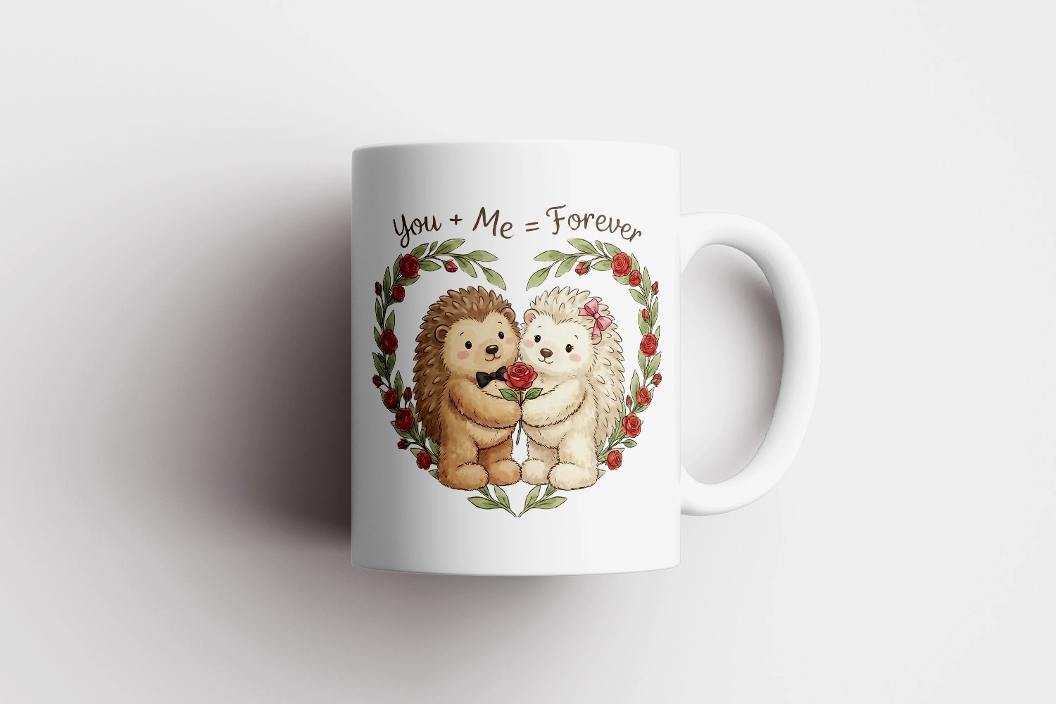 You + Me = Forever Yazılı Kirpicik Kupa – Sevgililer Günü Özel Tasarım