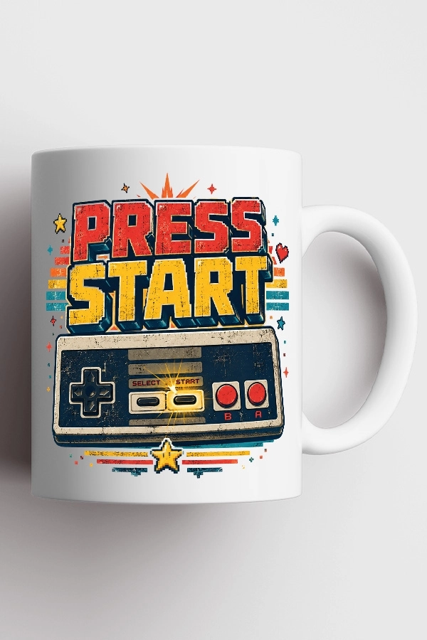 Press Start Piksel Art Tasarım Kupa