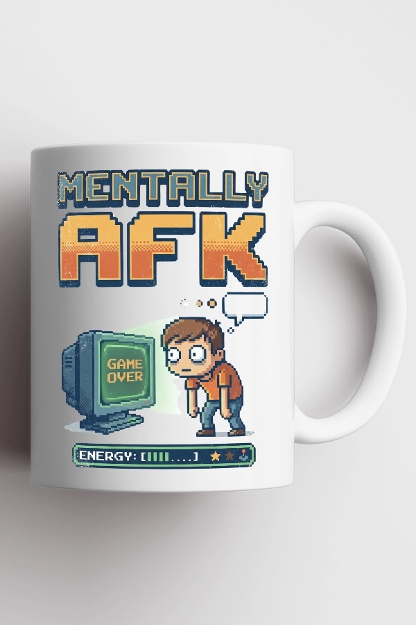Mentally AFK Retro Gamer Piksel Art Tasarım Kupa
