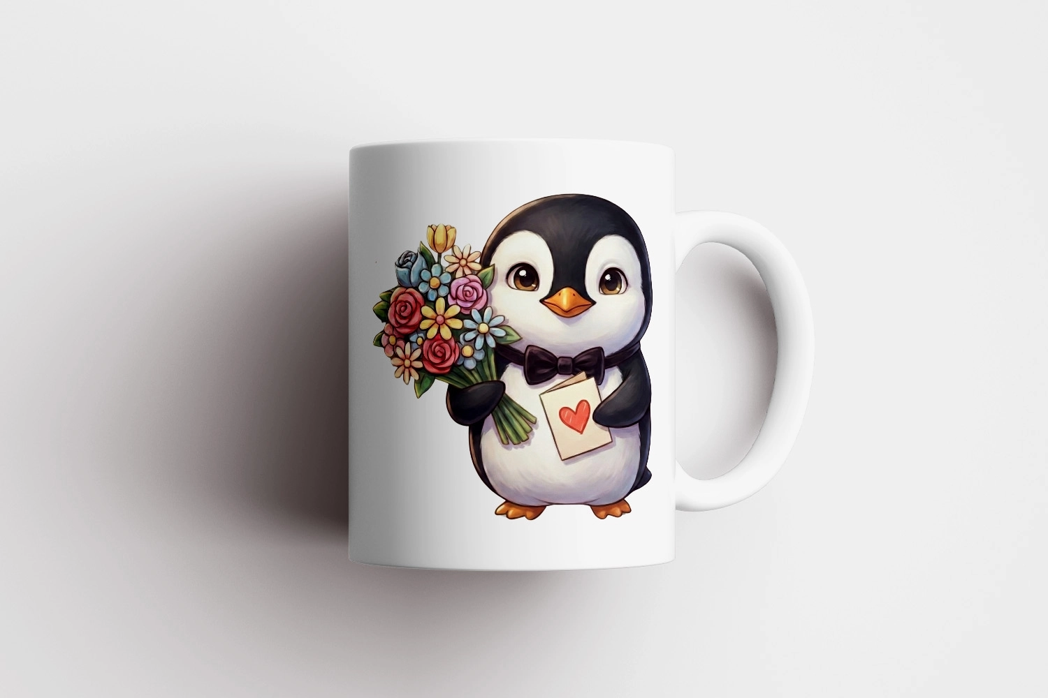 Penguen – Kalpli Kartlı Kupa Tasarımı – Sevgililer Günü Özel (Erkek)