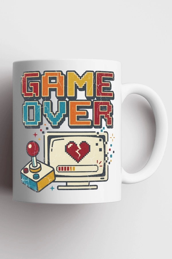 Game Over Piksel Art Tasarım Kupa