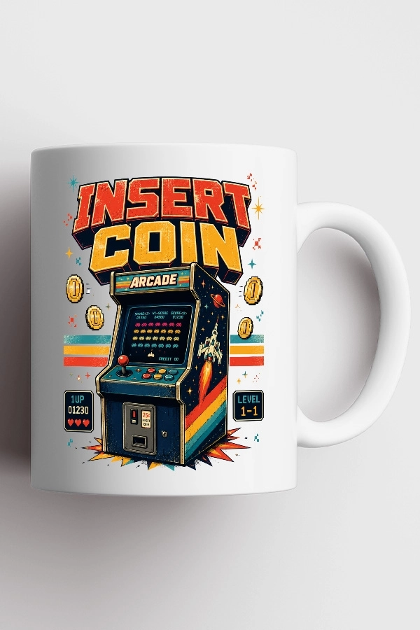 Insert Coin Piksel Art Tasarım Kupa