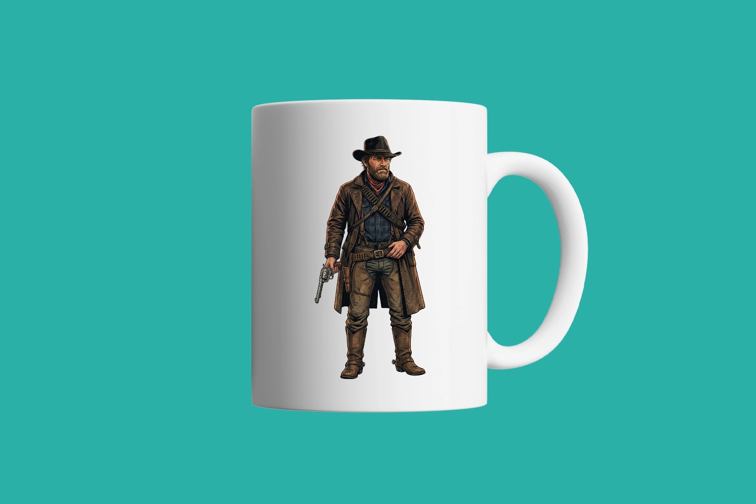 Red Dead Redemption 2 Arthur Morgan Fan Art Kovboy Kupa – Western Outlaw Tasarım Kupa