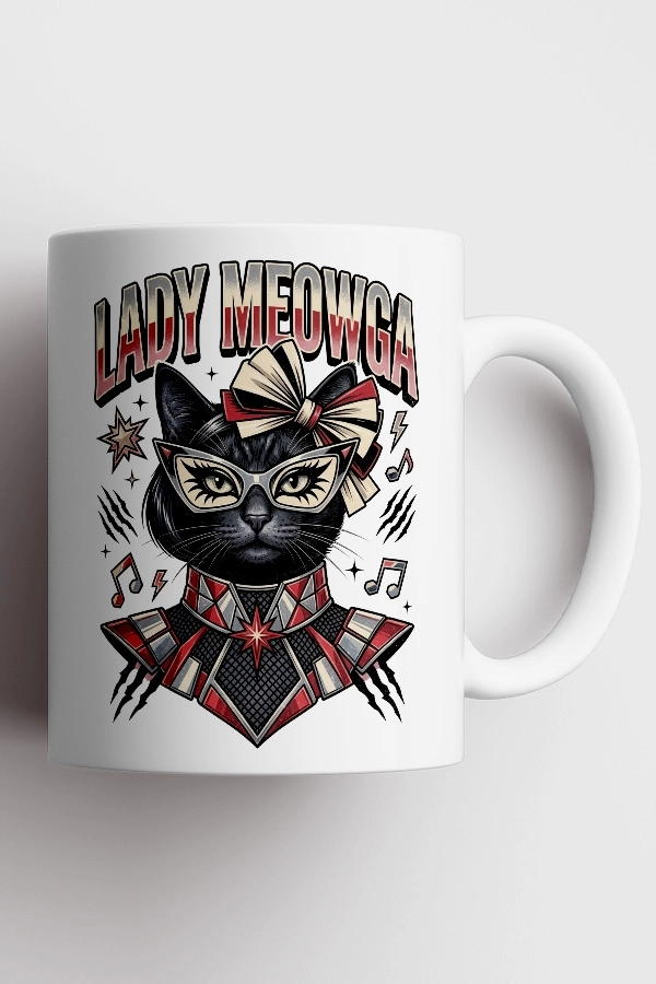 Lady Gaga - Lady Meowga Kedi Pop Tasarım Kupa - Versiyon 2