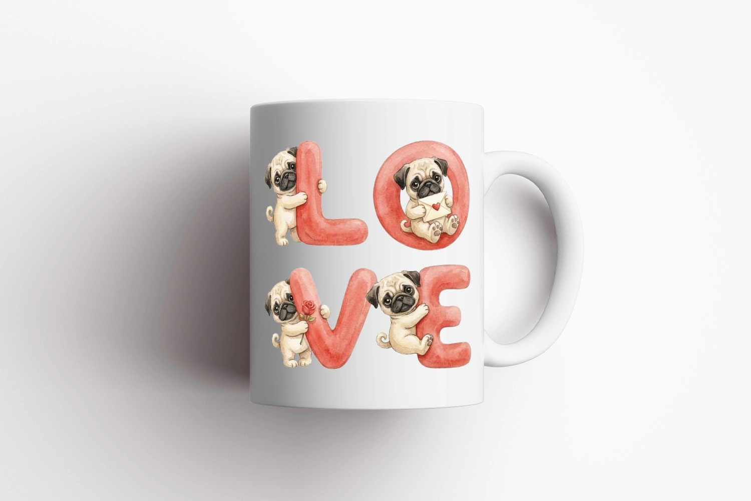 Pug – LOVE Yazılı Sevgililer Günü Özel Tasarım Kupa