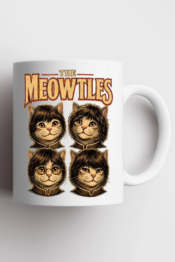 The Beatles - The Meowtles Kedi Rock Tasarım Kupa - Versiyon 1