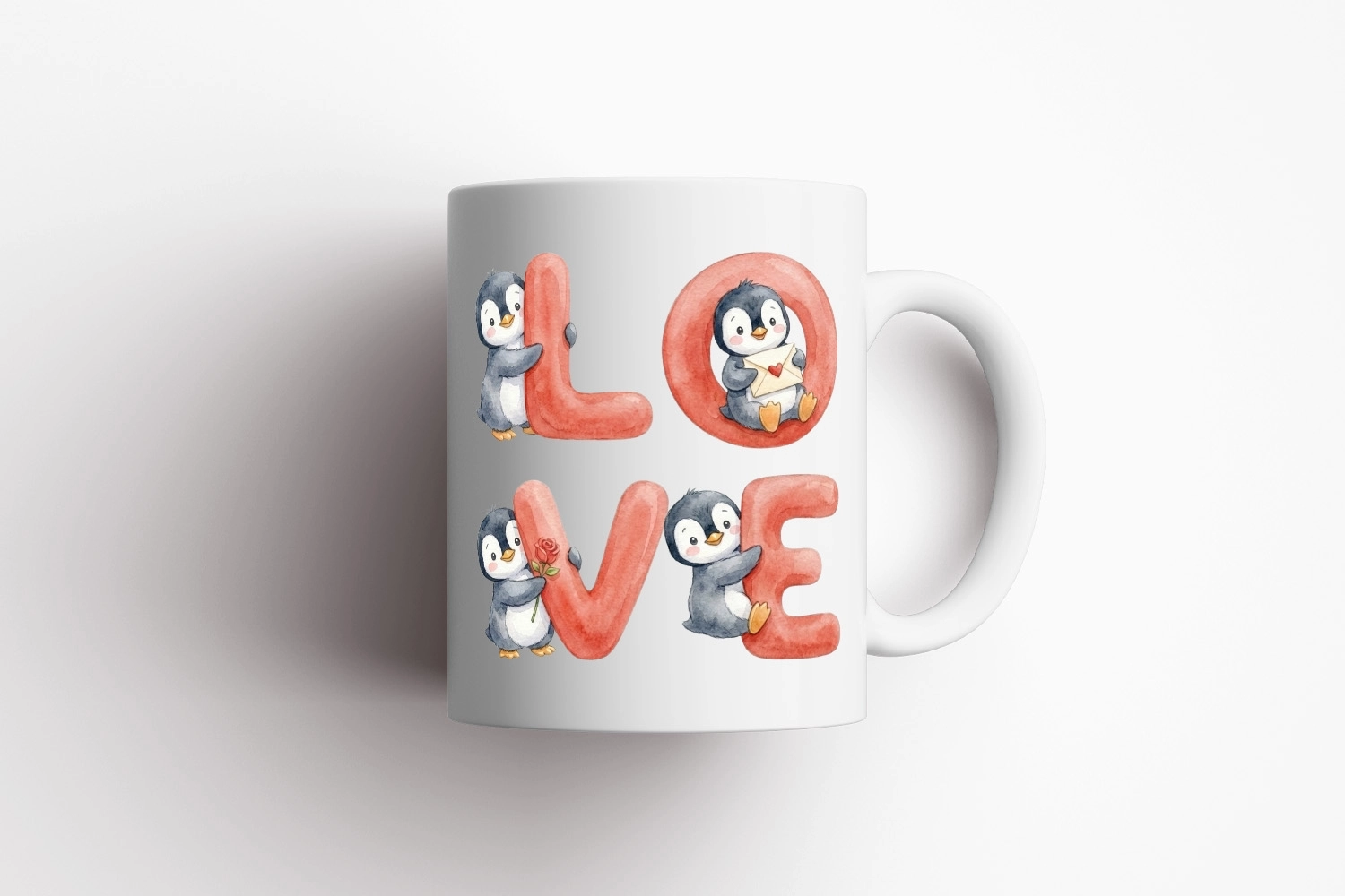 Penguen – LOVE Yazılı Sevgililer Günü Özel Tasarım Kupa