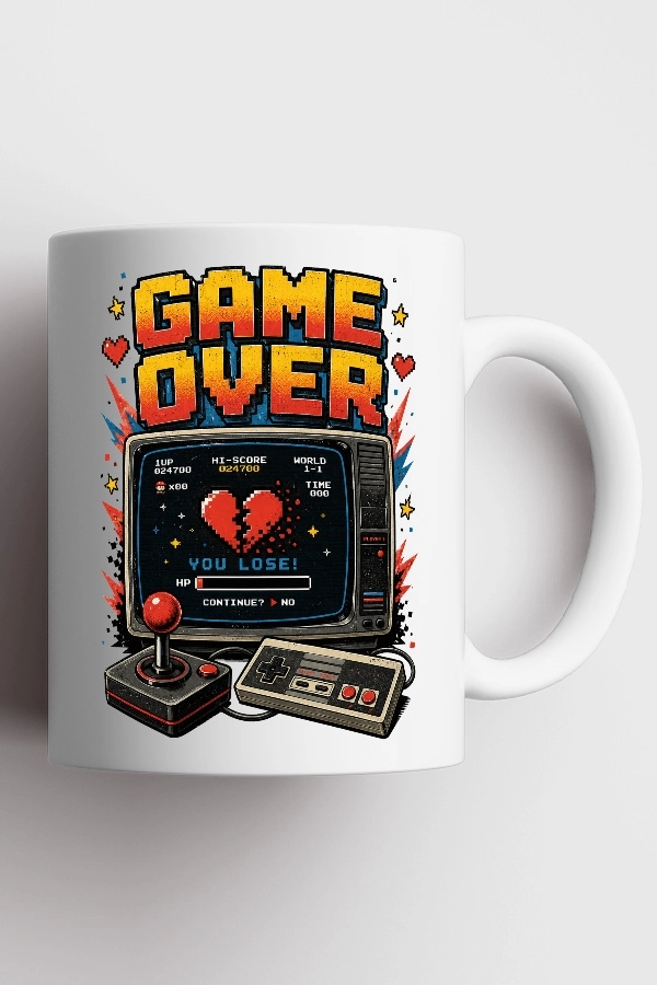 Game Over You Lose Piksel Art Tasarım Kupa