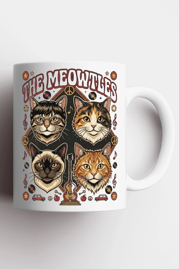 The Beatles - The Meowtles Kedi Rock Tasarım Kupa - Versiyon 2