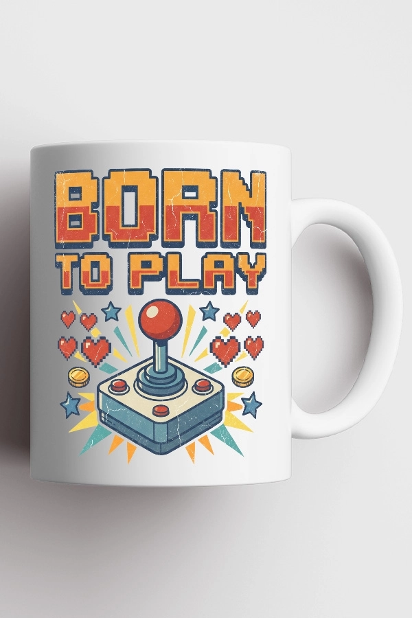 Born To Play Joystick Piksel Art Tasarım Kupa