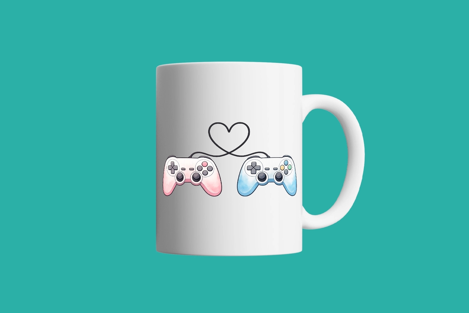 Pembe & Mavi Gamer Kupa – Sevgililer Günü Özel Tasarım Kupa